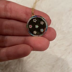 Gold plate necklace rainbow